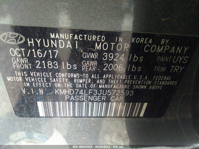 Hyundai ELANTRA SE 2018 KMHD74LF3JU572593 Image 14