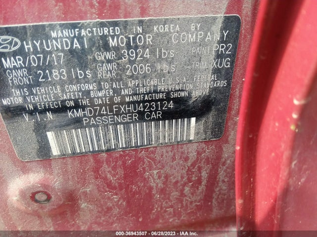 Hyundai ELANTRA SE 2017 KMHD74LFXHU423124 Image 9