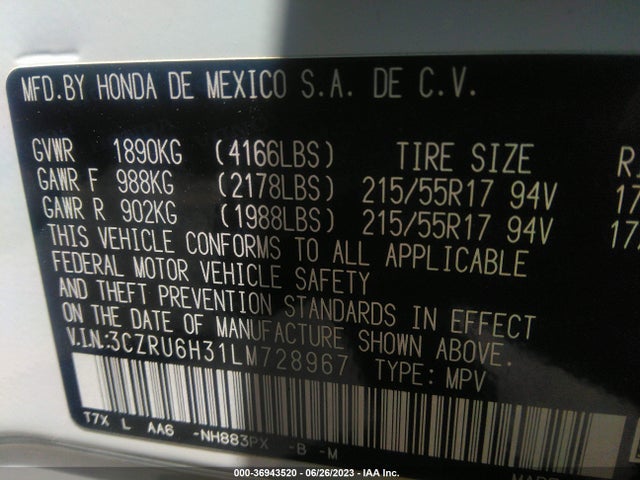 Honda HR-V LX 2020 3CZRU6H31LM728967 Image 9