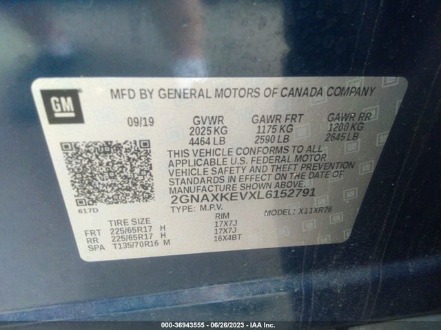 Chevrolet EQUINOX LT 2020 2GNAXKEVXL6152791 Image 9