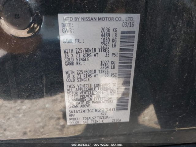 5N1AT2MT3GC829340 Nissan Rogue Sl