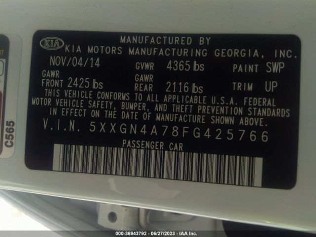 5XXGN4A78FG425766 KIA OPTIMA EX