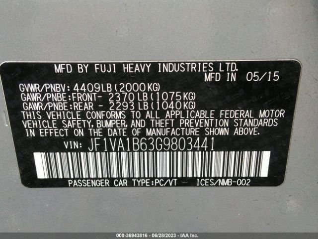 JF1VA1B63G9803441 Subaru WRX