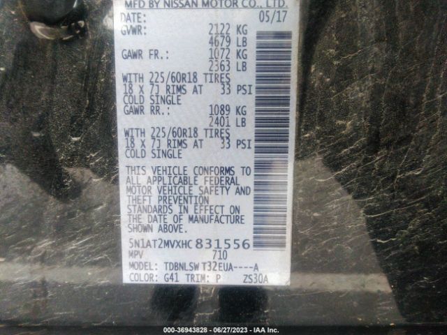 5N1AT2MVXHC831556 Nissan Rogue Sl