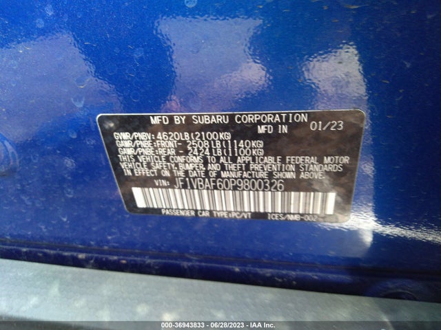 2023 Subaru WRX, VIN: JF1VBAF60P9800326