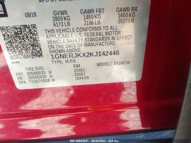Chevrolet Traverse Rs 2019 1GNERJKX2KJ142446 Image 9