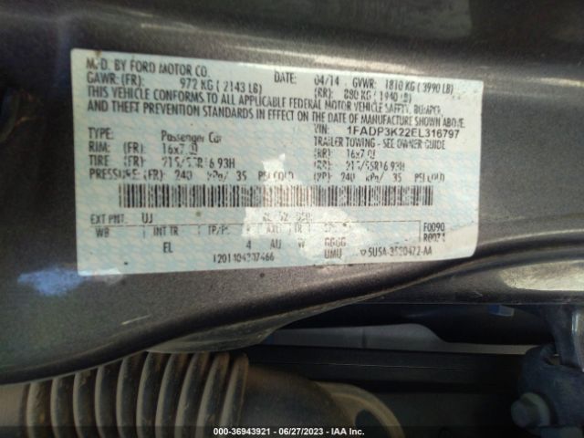 1FADP3K22EL316797 Ford FOCUS SE