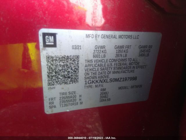 1GKKNXLS0MZ197998 GMC Acadia Denali
