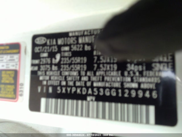 KIA SORENTO SX 2016 5XYPKDA53GG129946 Image 9