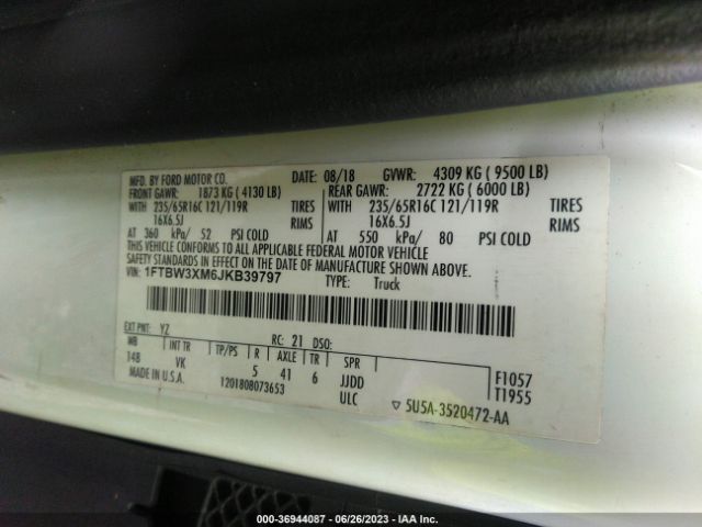 1FTBW3XM6JKB39797 Ford TRANSIT VAN