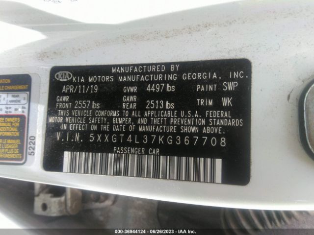 5XXGT4L37KG367708 KIA Optima Lx