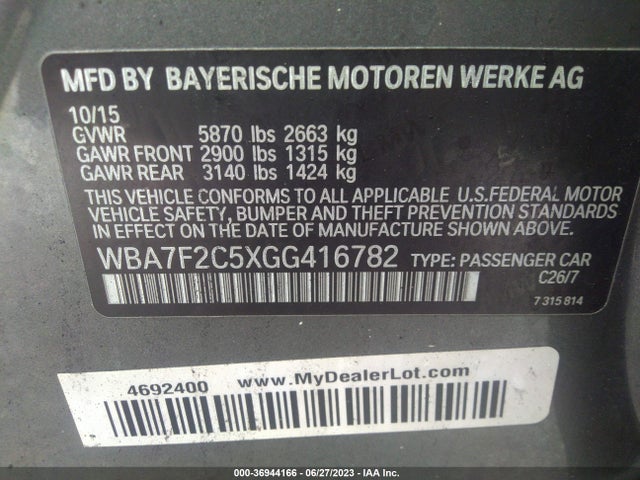WBA7F2C5XGG416782 BMW 7 Series 750i Xdrive