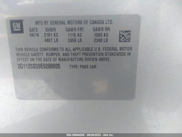Chevrolet IMPALA LT 2014 2G1125S39E9288805 Image 10