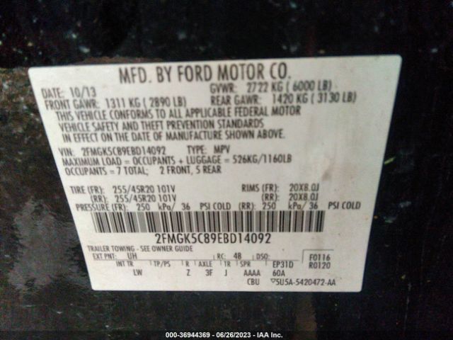 2FMGK5C89EBD14092 Ford FLEX SEL