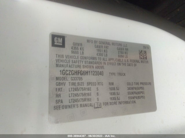 Chevrolet Express 3500 Work Van 2017 1GCZGHFG6H1123040 Image 9