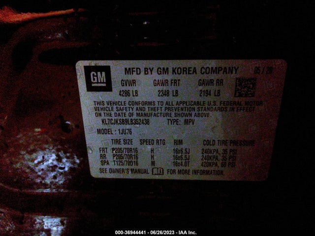Chevrolet TRAX LS 2020 KL7CJKSB9LB352438 Image 9