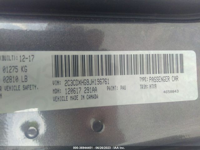 2C3CDXHG9JH196761 Dodge Charger Sxt Plus