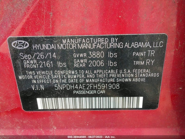 Hyundai ELANTRA SE 2015 5NPDH4AE2FH591908 Image 11