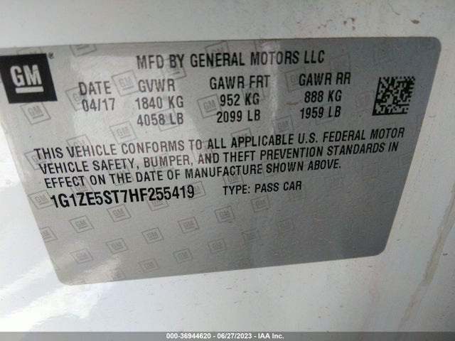 Chevrolet MALIBU LT 2017 1G1ZE5ST7HF255419 Image 9