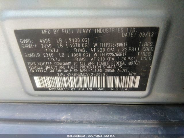 4S4BRDMC5E2230795 Subaru Outback 3.6r Limited