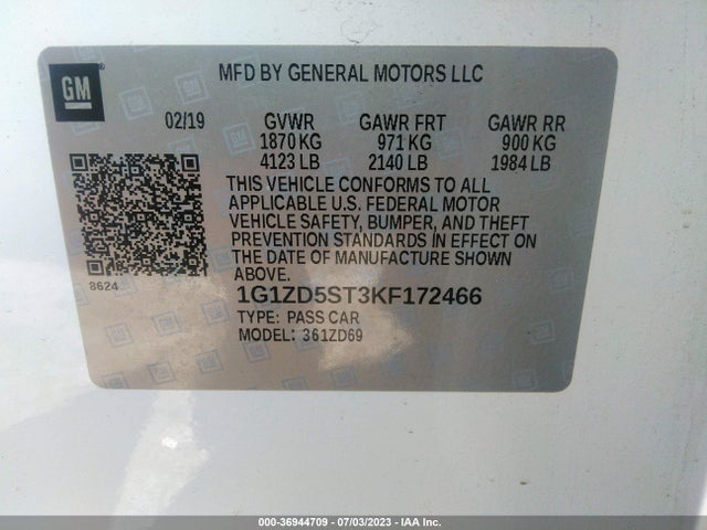 Chevrolet MALIBU LT 2019 1G1ZD5ST3KF172466 Image 9