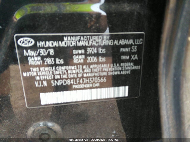 2018 HYUNDAI ELANTRA VALUE EDITION VIN: 5NPD84LF4JH370566