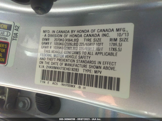 Honda Cr-v Ex-l 2014 2HKRM4H75EH618283 Image 9