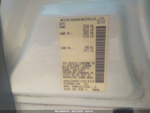 Nissan Altima 2.5 S 2015 1N4AL3AP6FC197455 Image 9
