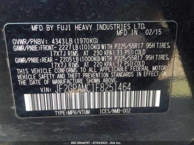 JF2GPAMC1F8251464 Subaru Xv Crosstrek Limited