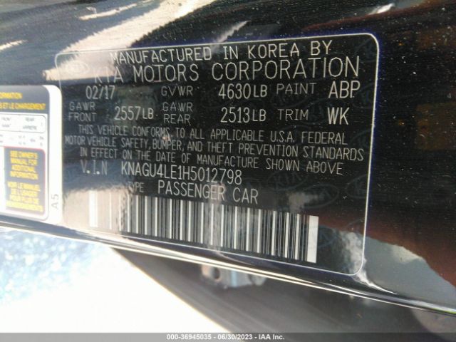 KNAGU4LE1H5012798 KIA Optima Hybrid Ex