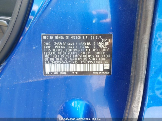 Honda FIT LX 2018 3HGGK5H5XJM731735 Image 9