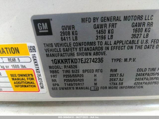 1GKKRTKD7EJ274236 GMC Acadia Denali