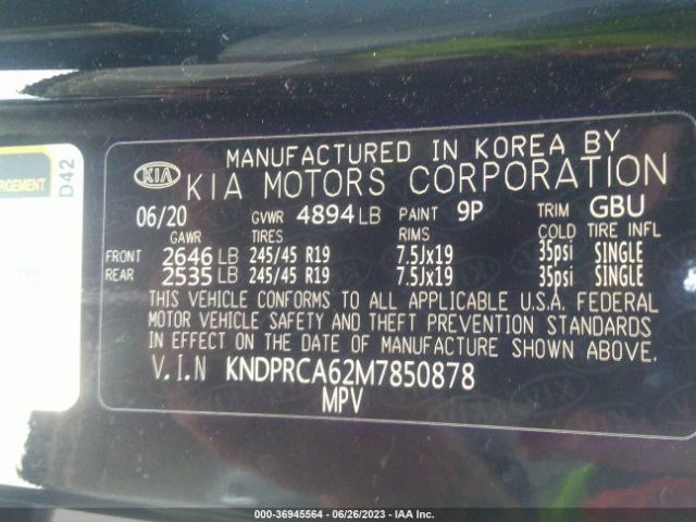 KNDPRCA62M7850878 KIA Sportage Sx Turbo