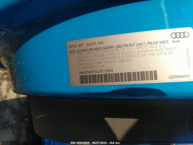 2020 Audi A5, VIN: WAUTNAF50LA012054