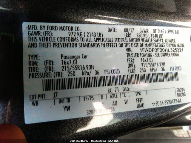 Ford FOCUS SE 2017 1FADP3F20HL325321 Image 9