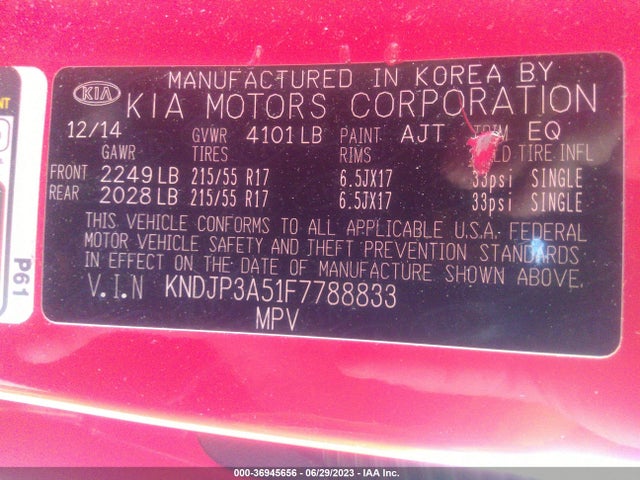 KIA SOUL + 2015 KNDJP3A51F7788833 Image 9