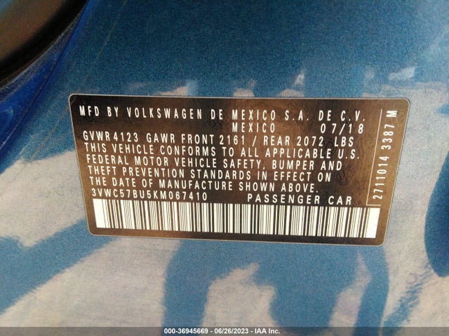 3VWC57BU5KM067410 Volkswagen Jetta S/se/r-line
