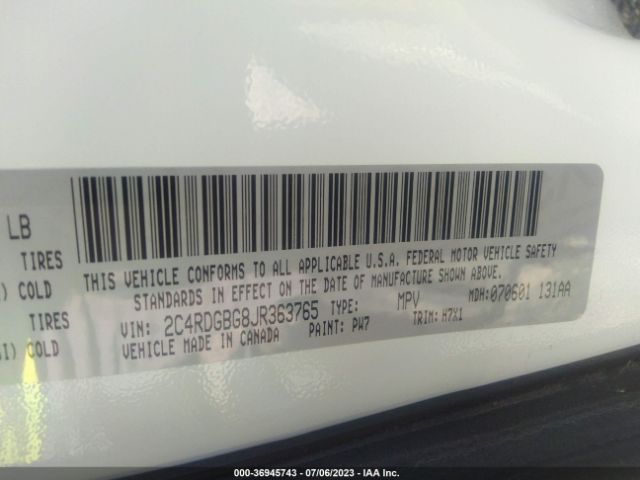 2C4RDGBG8JR363765 Dodge Grand Caravan Se