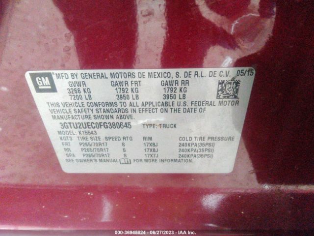3GTU2UEC0FG380645 GMC Sierra 1500 Sle