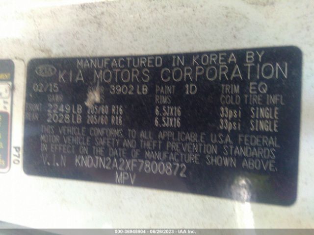 KNDJN2A2XF7800872 KIA Soul Base