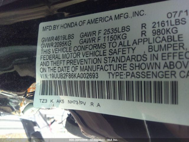 19UUB2F86KA002693 Acura Tlx W/advance Pkg