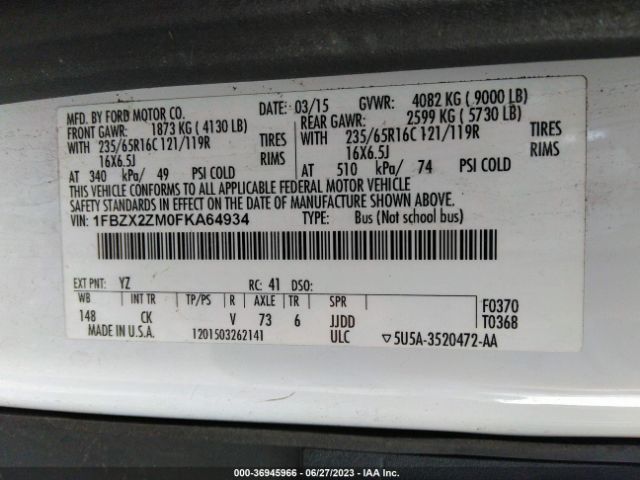 1FBZX2ZM0FKA64934 Ford Transit Wagon Xl/xlt