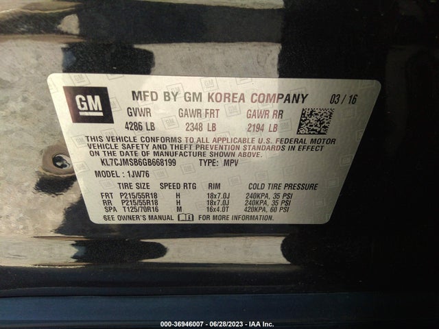 Chevrolet TRAX LTZ 2016 KL7CJMSB6GB668199 Image 9