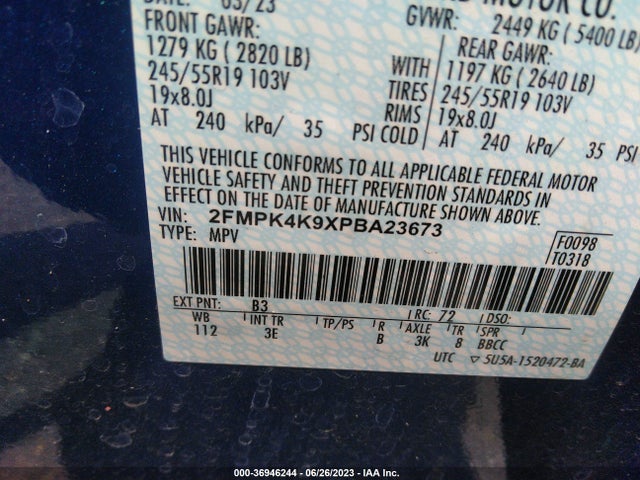 2023 Ford Edge, VIN: 2FMPK4K9XPBA23673
