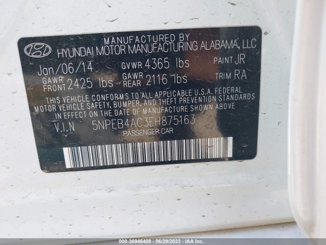 Hyundai SONATA GLS 2014 5NPEB4AC3EH875163 Image 9