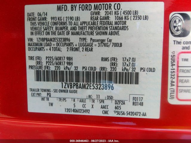 1ZVBP8AM2E5323896 Ford Mustang V6