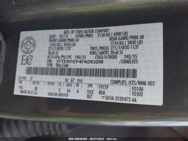 1FTEW1EP4FKD63298 Ford F-150 Xlt/xl/lariat