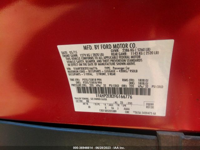 1FAHP2E82FG166776 Ford TAURUS SEL