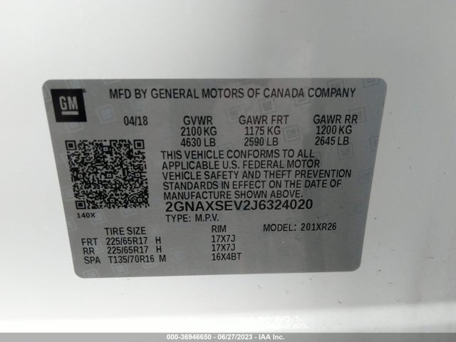 Chevrolet EQUINOX LT 2018 2GNAXSEV2J6324020 Image 9