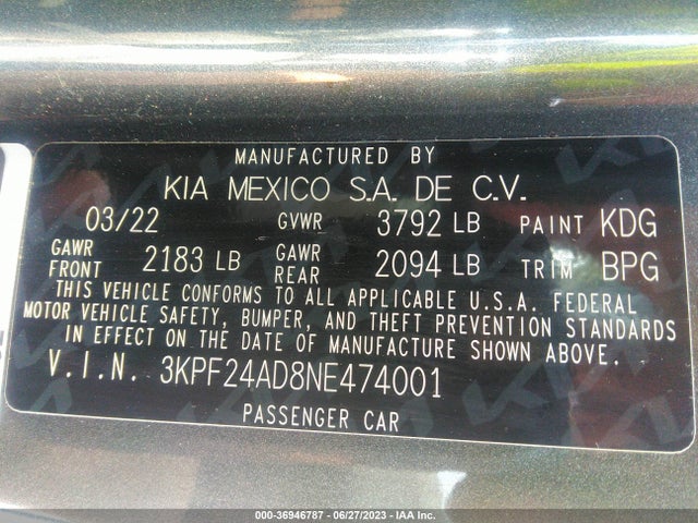 KIA Forte Lxs 2022 3KPF24AD8NE474001 Image 15